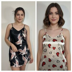 🌹004 SLPWR: 2 satin like nightgown size S